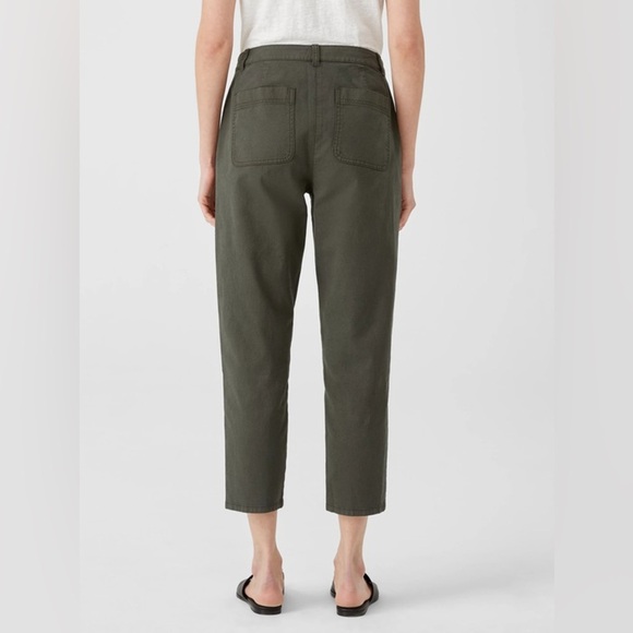 ๐ EILEEN FISHER green Cotton Hemp Tapered Ankle Pant 4 - Picture 2 of 9